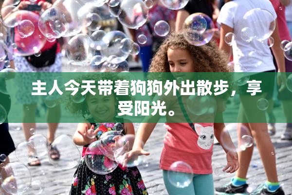 主人今天带着狗狗外出散步，享受阳光。