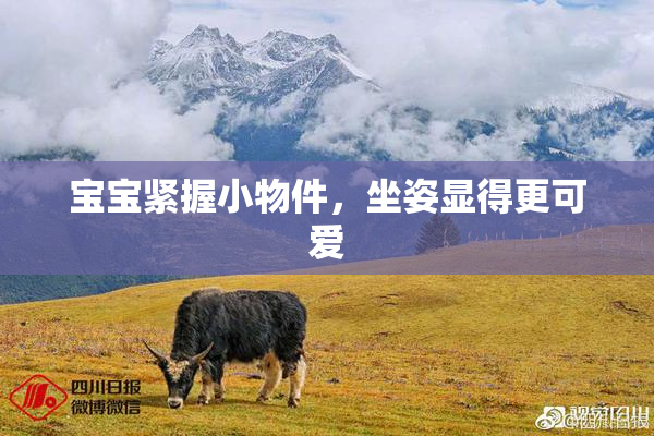 宝宝紧握小物件，坐姿显得更可爱