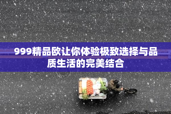 999精品欧让你体验极致选择与品质生活的完美结合