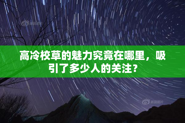 高冷校草的魅力究竟在哪里，吸引了多少人的关注？