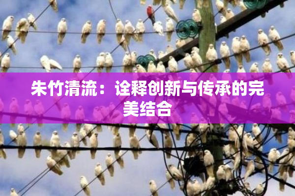 朱竹清流：诠释创新与传承的完美结合