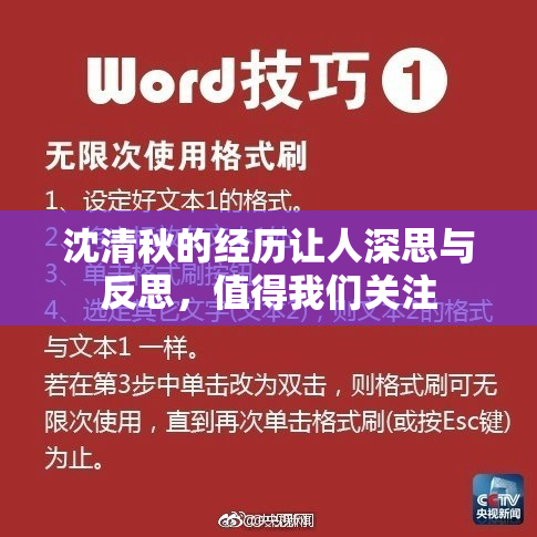 沈清秋的经历让人深思与反思，值得我们关注
