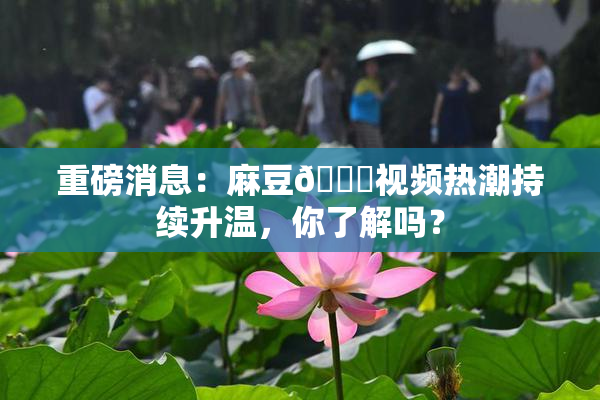 重磅消息：麻豆🔞视频热潮持续升温，你了解吗？
