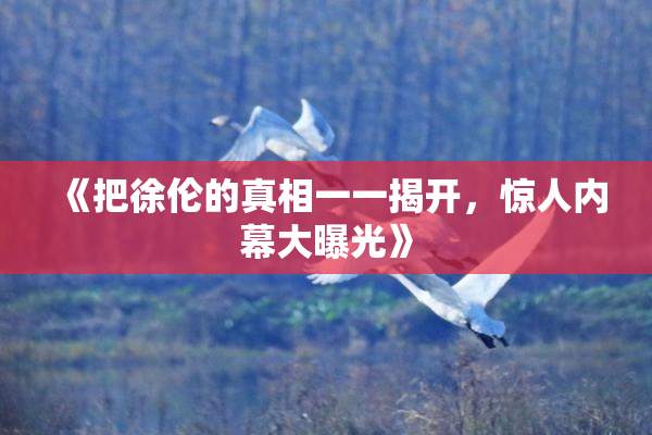 《把徐伦的真相一一揭开，惊人内幕大曝光》