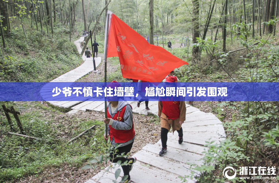 少爷不慎卡住墙壁，尴尬瞬间引发围观